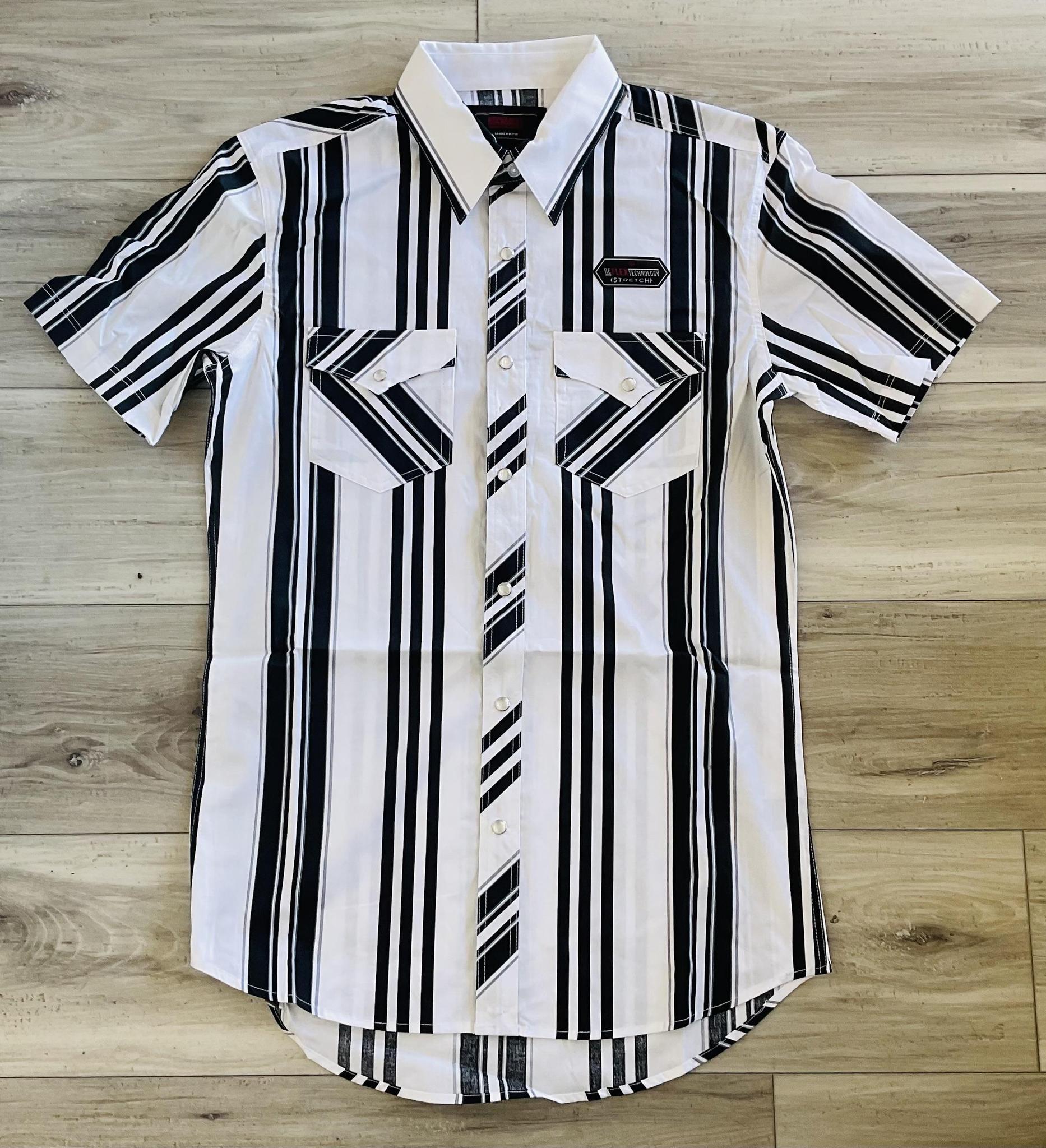 Panhandle Men's Vintage Black Stripe Snap Short Sleeve | BMN3S08303