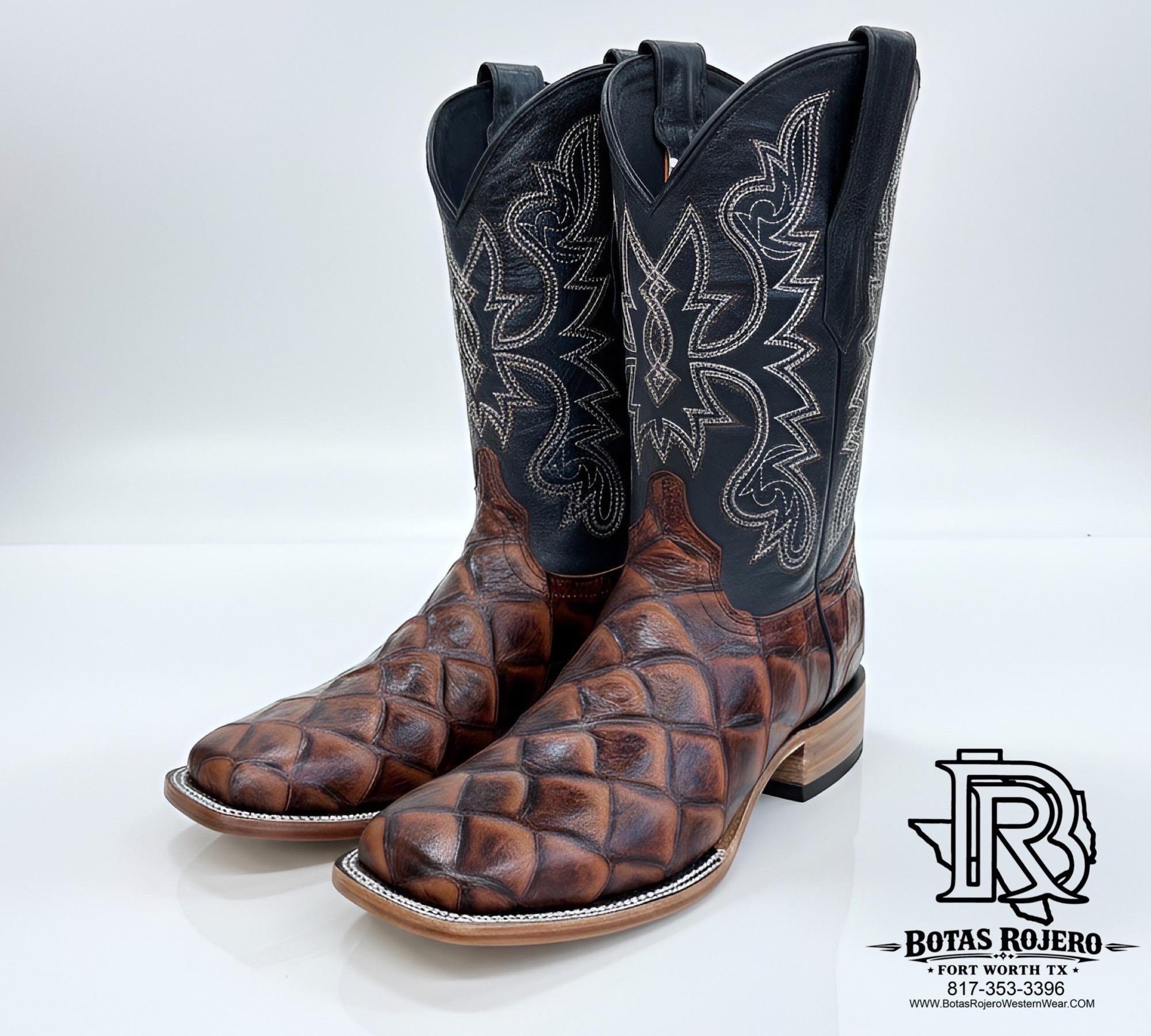 PRINT FISH BOOTS | CONGAC MEN SQUARE TOE WESTERN BOOTS STYLE