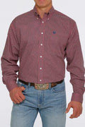 MEN'S CINCH GEOMETRIC PRINT BUTTON-DOWN WESTERN SHIRT - RED / NAVY (MTW1105397)