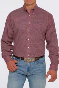 MEN'S CINCH GEOMETRIC PRINT BUTTON-DOWN WESTERN SHIRT - RED / NAVY (MTW1105397)