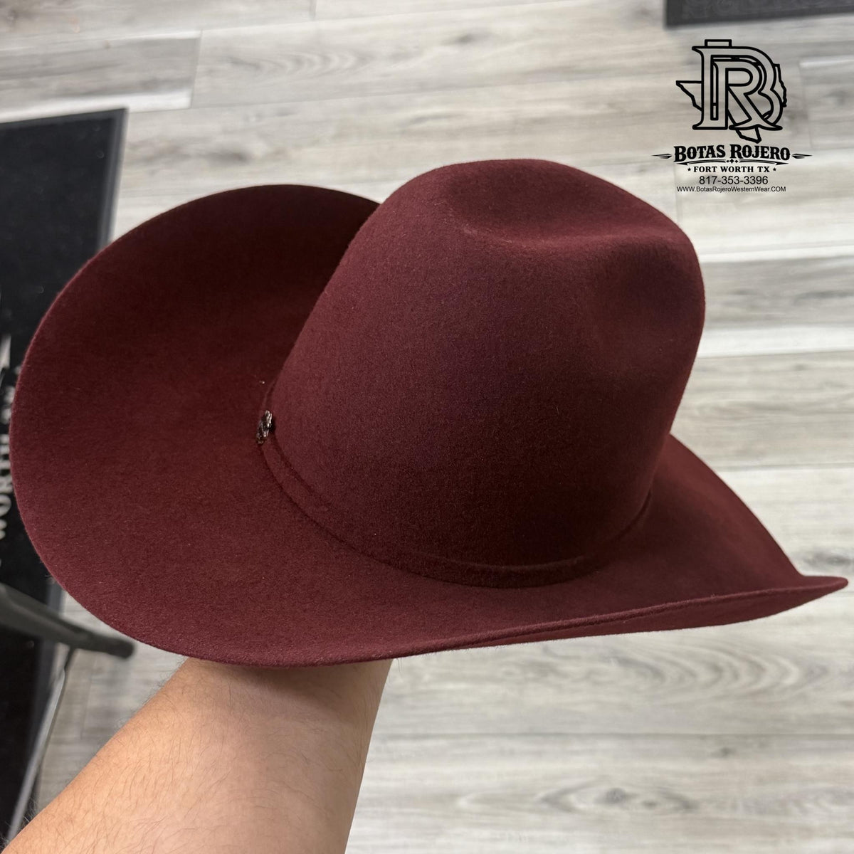 4X BURGUNDY IRON SPUR WOOL FELT HAT