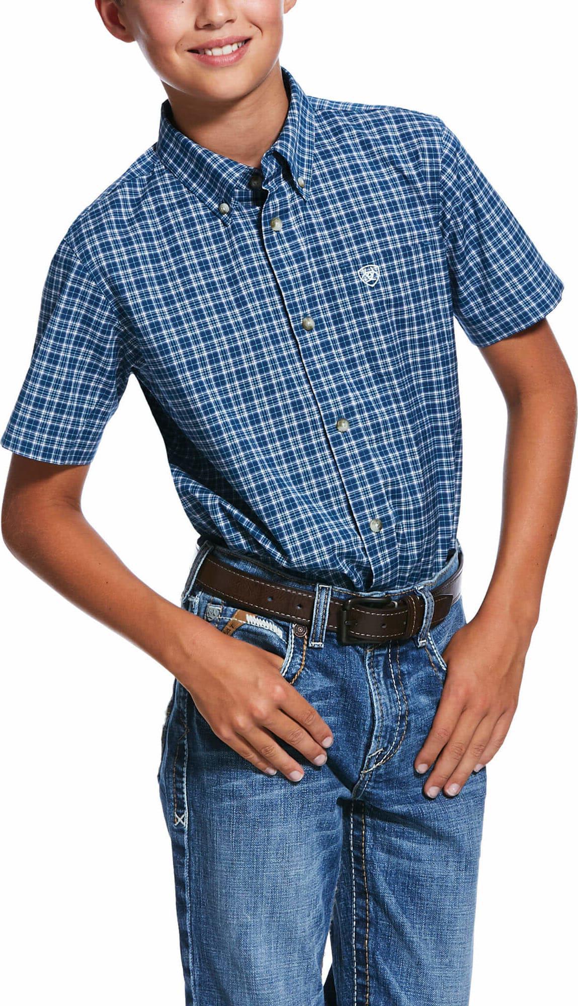 ARIAT BOYS PRO ROBBINS SHORT SLEEVE SHRT POSEIDON 10031924