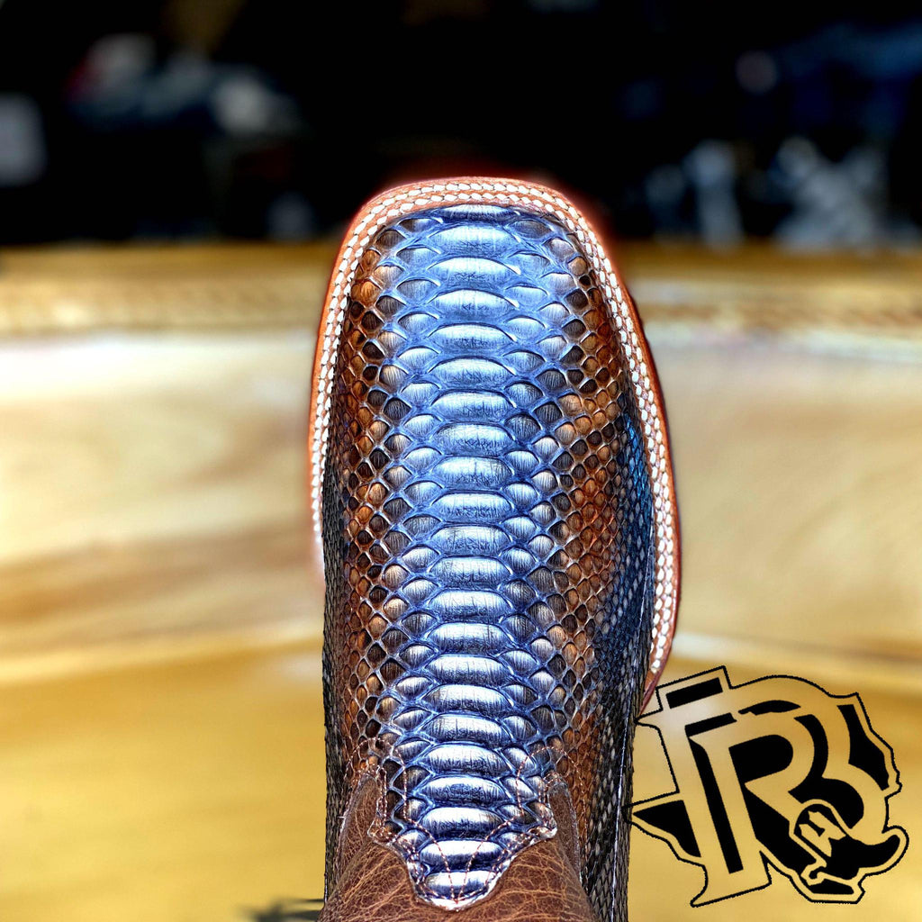 BR : ORIGNAL SNAKE RUSTIC NATURAL PYTHON SQUARE TOE BOOT