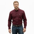 MEN’S BURGUNDY LONG SLEEVE BUTTON DOWN WESTERN SHIRT CTL9260