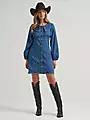 WOMEN'S PETER PAN COLLAR DENIM DRESS|112382547