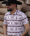 CUEROLINE MEN’S RED/WHITE AZTEC POLO | SKCL2026P37