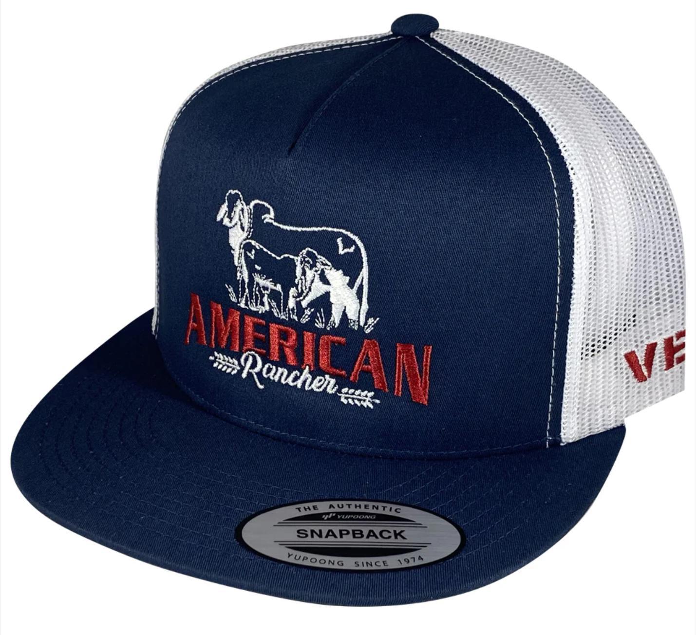 ‘’BENJAMIN’’ MENS AMERICAN RANCHER COW/CALF   NAVY/ WHITE CAP