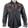 VINTAGE WESTERN SHIRTS | SNAP BUTTON BLACK MEN WESTERN LONG SLEEVE