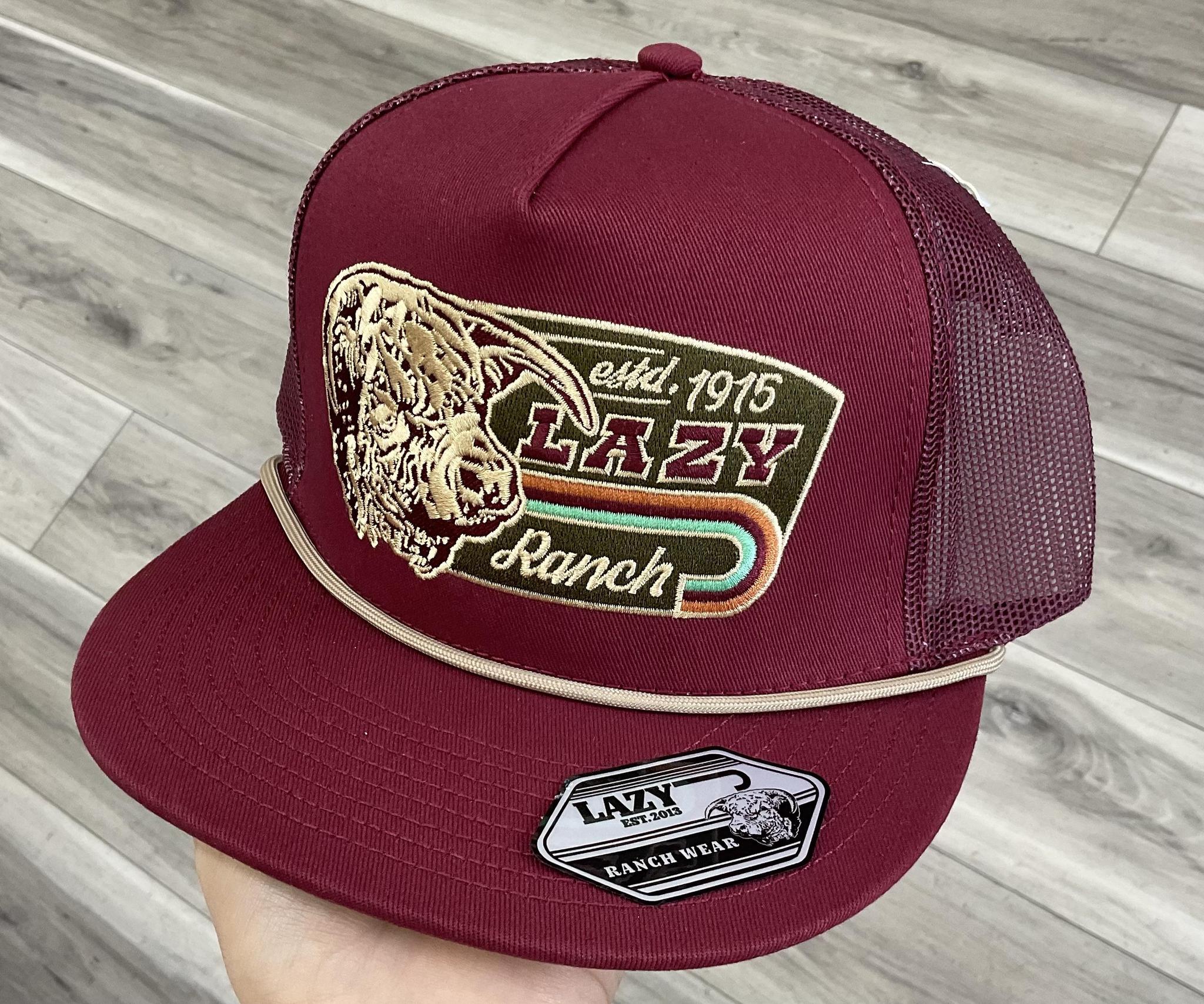 LAZY J RANCH MEN’S MAROON REDFORD CLASSIC ROPE TRUCKER CAP