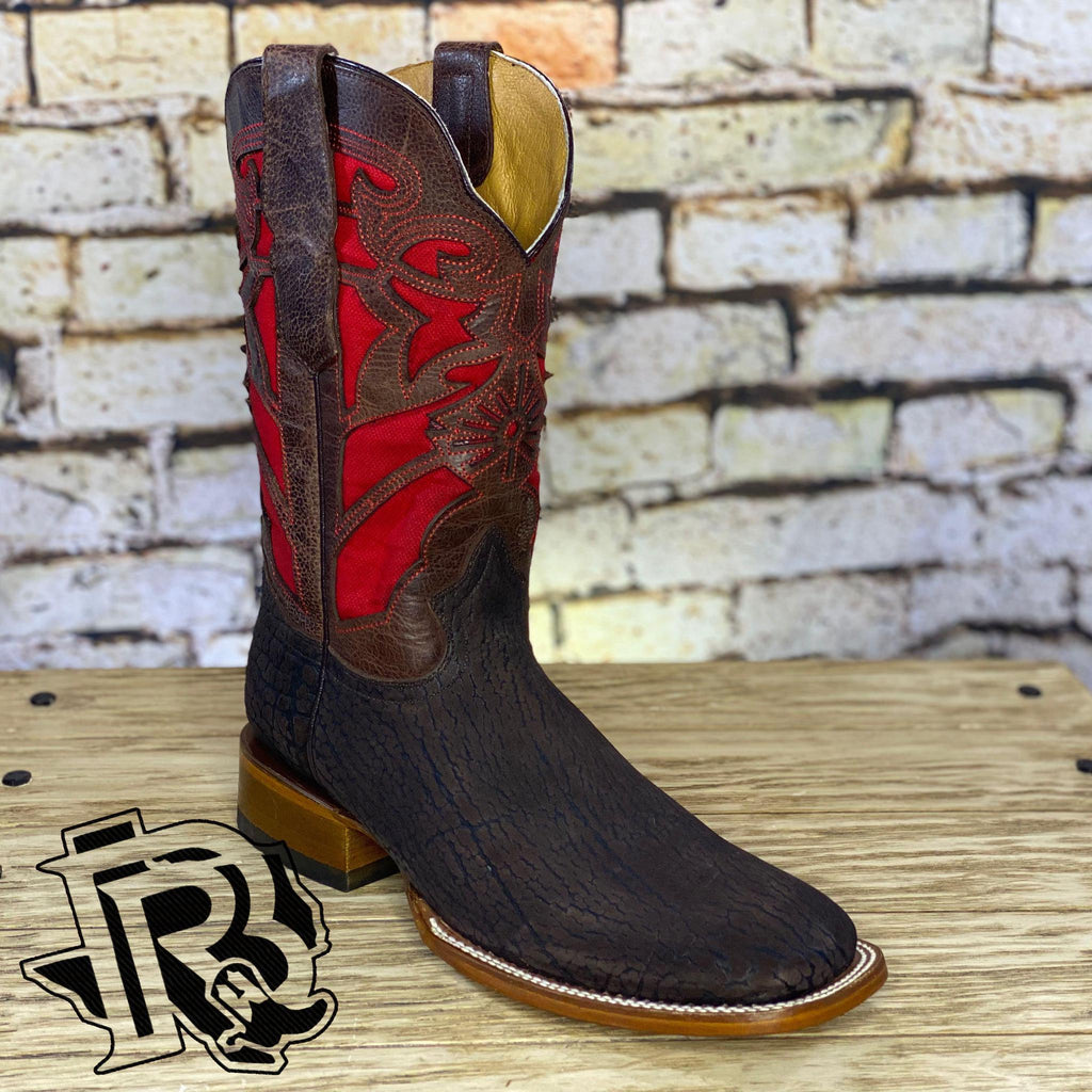BR BOOTS BULL SHOULDER CHOCOLATE HANDMADE SQUARE TOE BOOTS