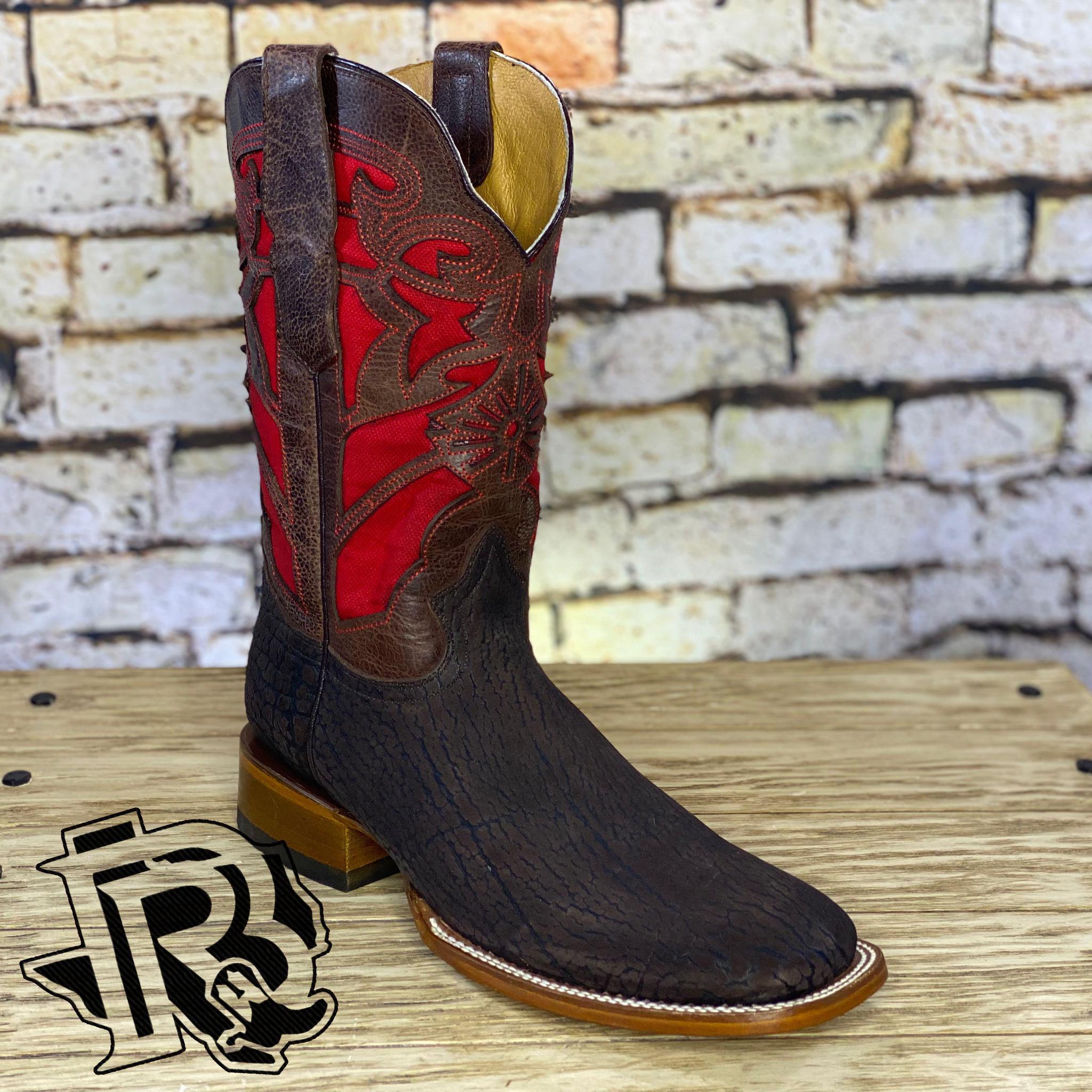 BR BOOTS BULL SHOULDER CHOCOLATE HANDMADE SQUARE TOE BOOTS
