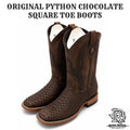 “ Sierra Grande “ | ORIGINAL PYTHON CHOCOLATE SQUARE TOE WESTERN MEN BOOTS