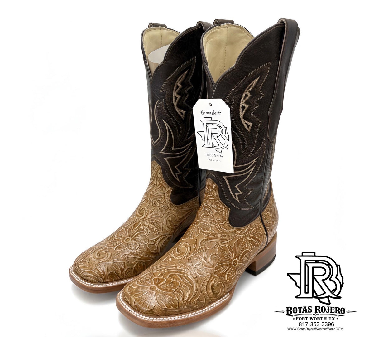 “ Nathan “ |  TOOLED LEATHER MEN SQUARE TOE WESTERN BOOTS
