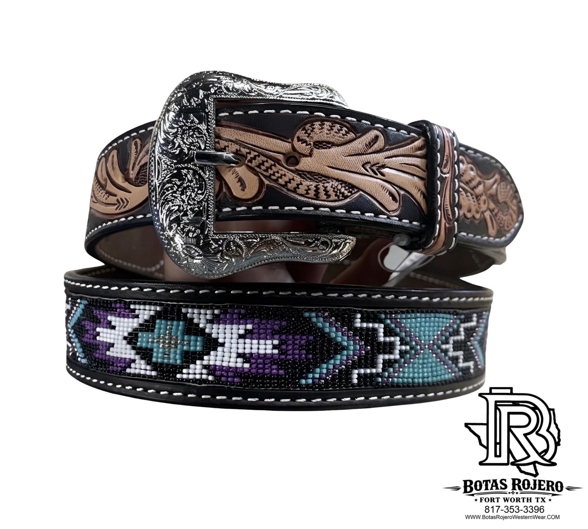 ‘’ALONSO ‘’ 1.5 inch BEADED PURPLE  MENS BELT | BT1017