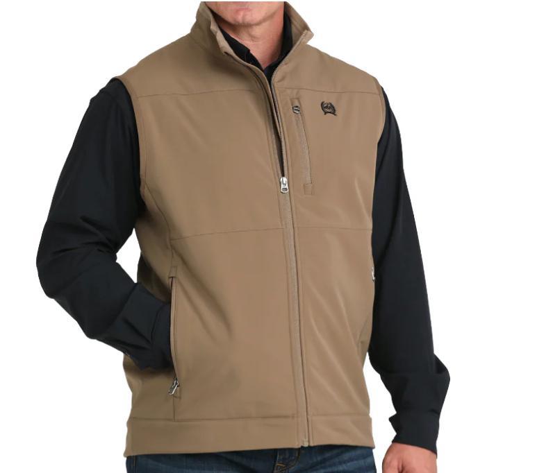 Cinch Men's Khaki Brown Windproof Zip Vest| MWV1099011