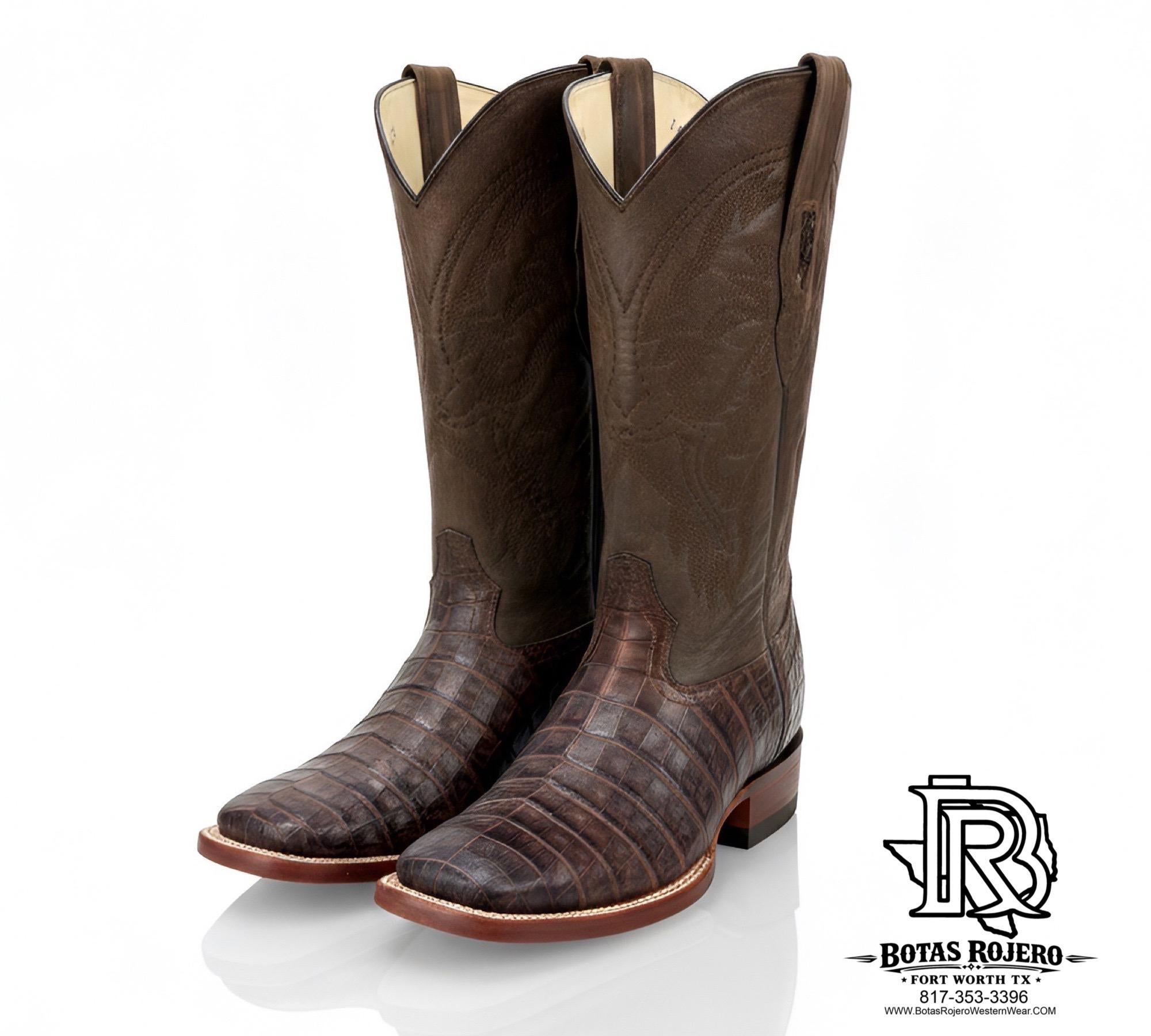 MEN’S CHOCOLATE ORIGINAL CAIMAN BOOTS SQUARE TOE BY  LOS ALTOS BOOTS