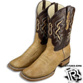 ORIGINAL SOFT OSTRISH | MEN UMBER WESTERN SQUARE TOE BOOTS