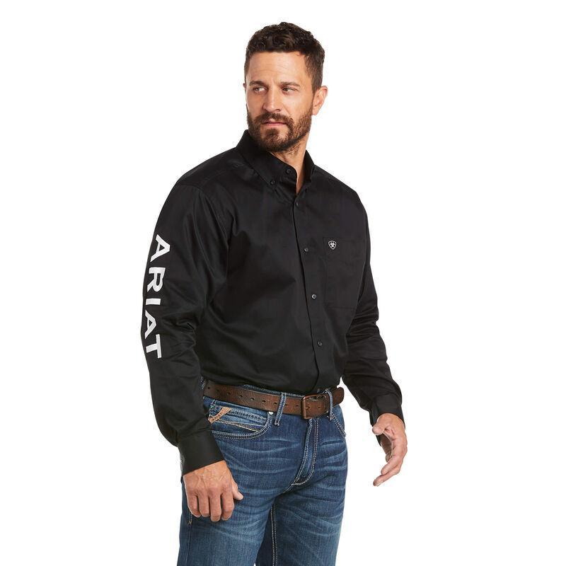 Ariat Mens Team Logo Twill Classic Fit Shirt Black & White | 10017497