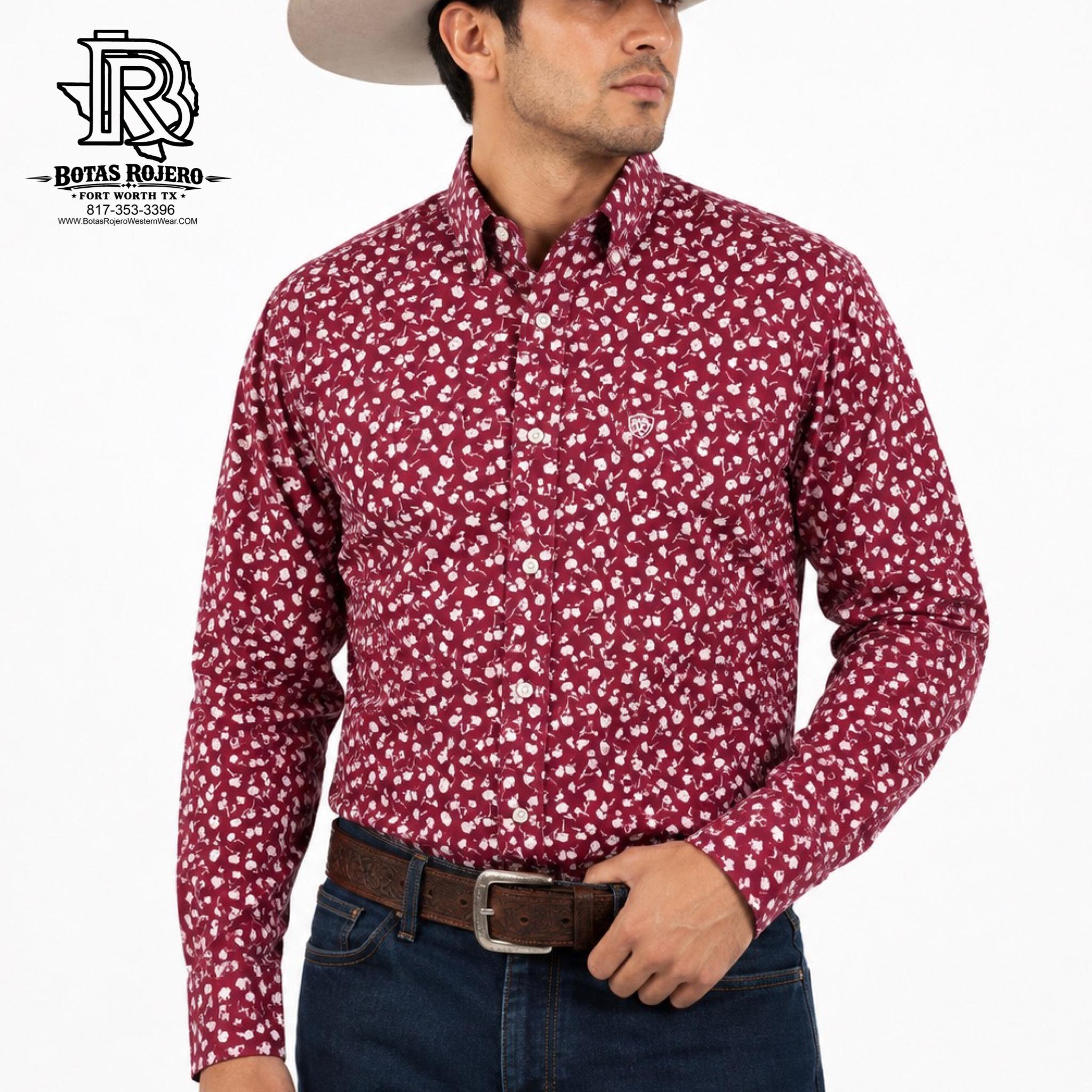 "Jayden" | MEN LONG SLEEVE BUTTON UP RED ARIAT 10041559