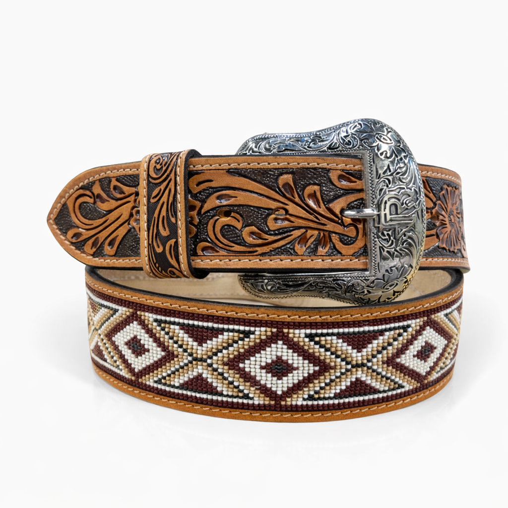 “ CLAY “ | 2 INCH WIDE BELT BEADED MAROON IRON SPUR ™️