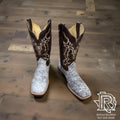 “ WACO “ | MEN WESTERN BOOTS WHITE BLACK COWHIDE SQUARE TOE BOOTS