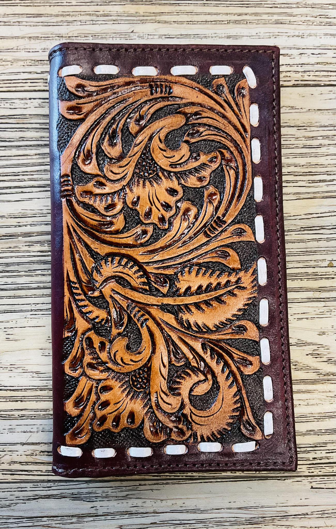 “ CHRISTIAN  “ | MEN BI FOLD WESTERN TOOLED LEATHER WALLET
