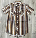 ROCK & ROLL MEN’S BROWN STRIPE PRINTED SNAP SHIRT | BMN3S08663