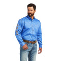 Men’s ariat team logo twill classic long sleeve shirt Reykjavik blue/gingerbread sw|10040699