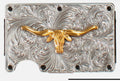 3D Western Mens Utility Wallet Longhorn Silver |D250008836