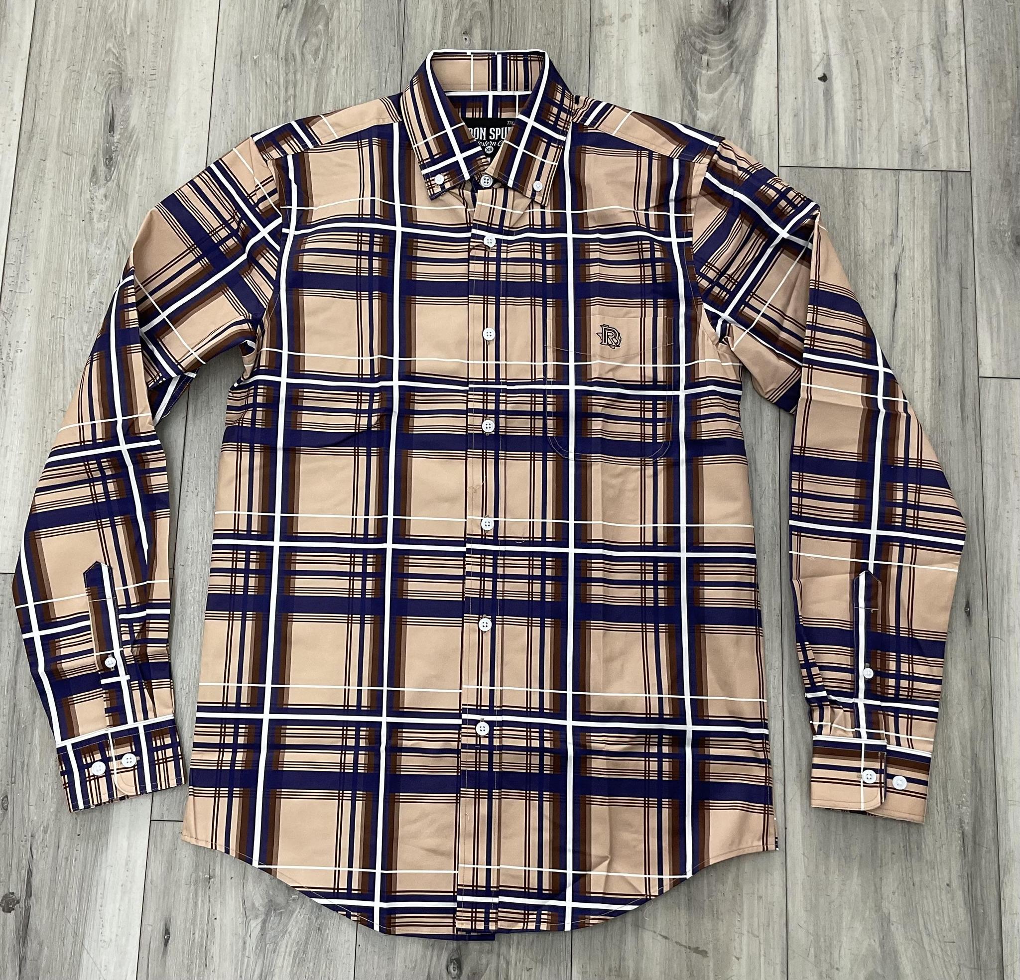 DALLAS | Iron Spur Men’s Western LONG Sleeve Shirt – Classic Stripe Navy Blue