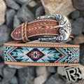 “ OSCAR “ | KIDS IRON SPUR WESTERN BELT BEADED TORQUOISE 1.5 INCH WIDE