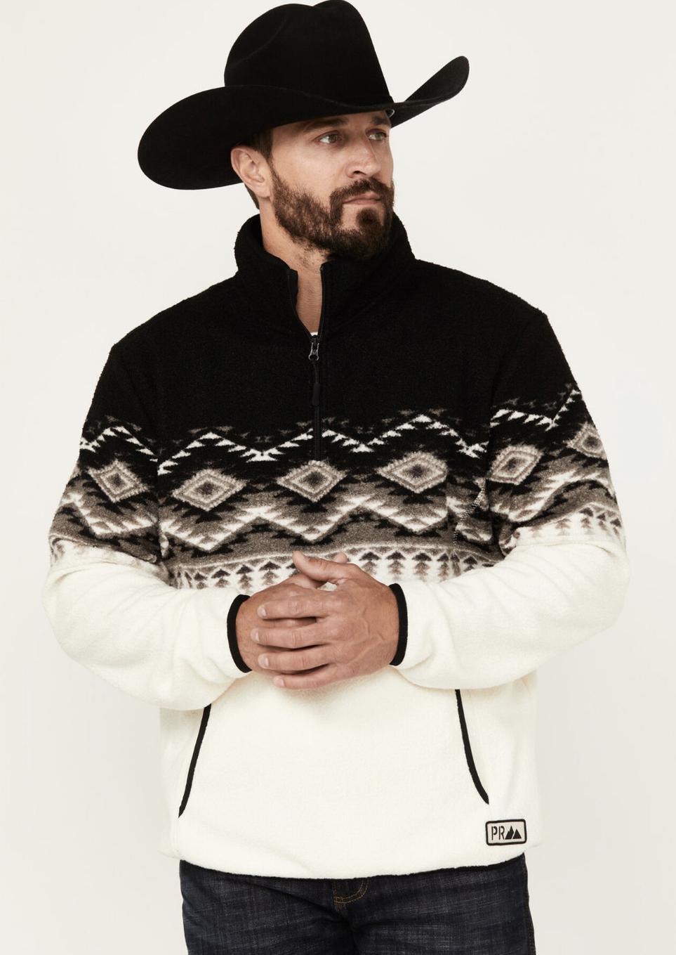 ‘’GAEL’’ POWDER RIVER OUTFITTERS BY PANHANDLE  MENS ZIP PULLOVER BLACK |DM91C01825
