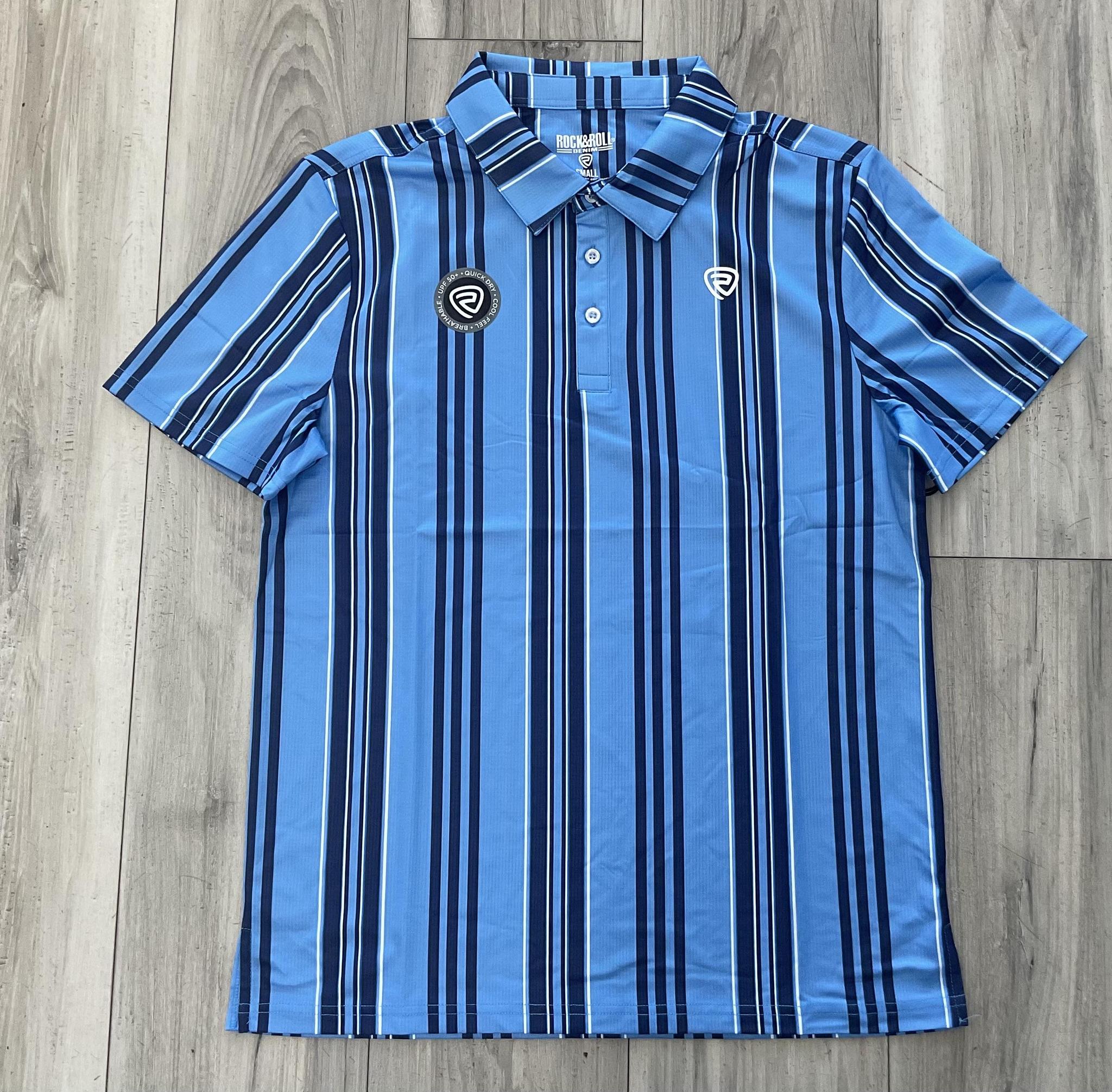 ROCK & ROLL MEN’S BLUE SRIPE PRINTED POLO SHIRT |BM51T08728