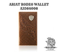 ARIAT MENS RODEO STYLE WALLET BASKET WEAVE FLORAL SHIELD A3564008