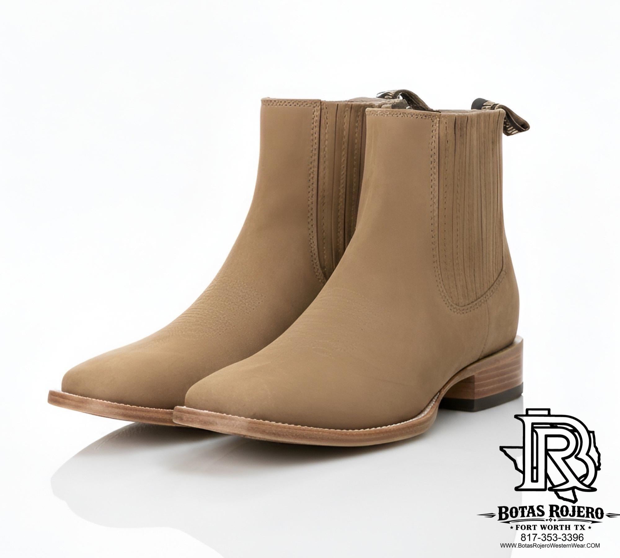 BOTIN CHARRO COLOR ARENA PUNTA CUADRADA