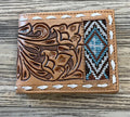 “ JAIME  “ | IRON SPUR WESTERN CO MEN BI FOLD WESTERN TOOLED LEATHER WALLET BEADED