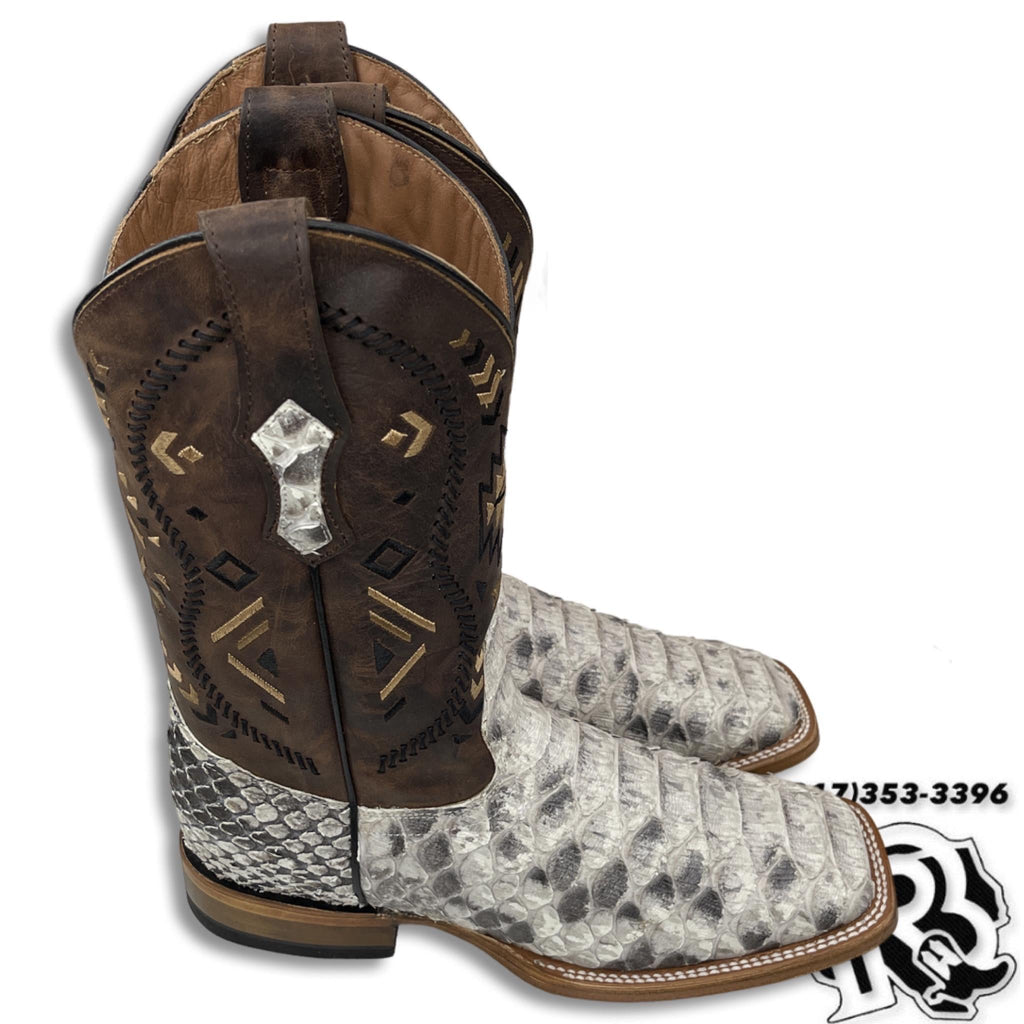 “ FRANK “ | JUMBO ORIGINAL PYTHON NATURAL MEN SQUARE TOE WESTERN BOOT