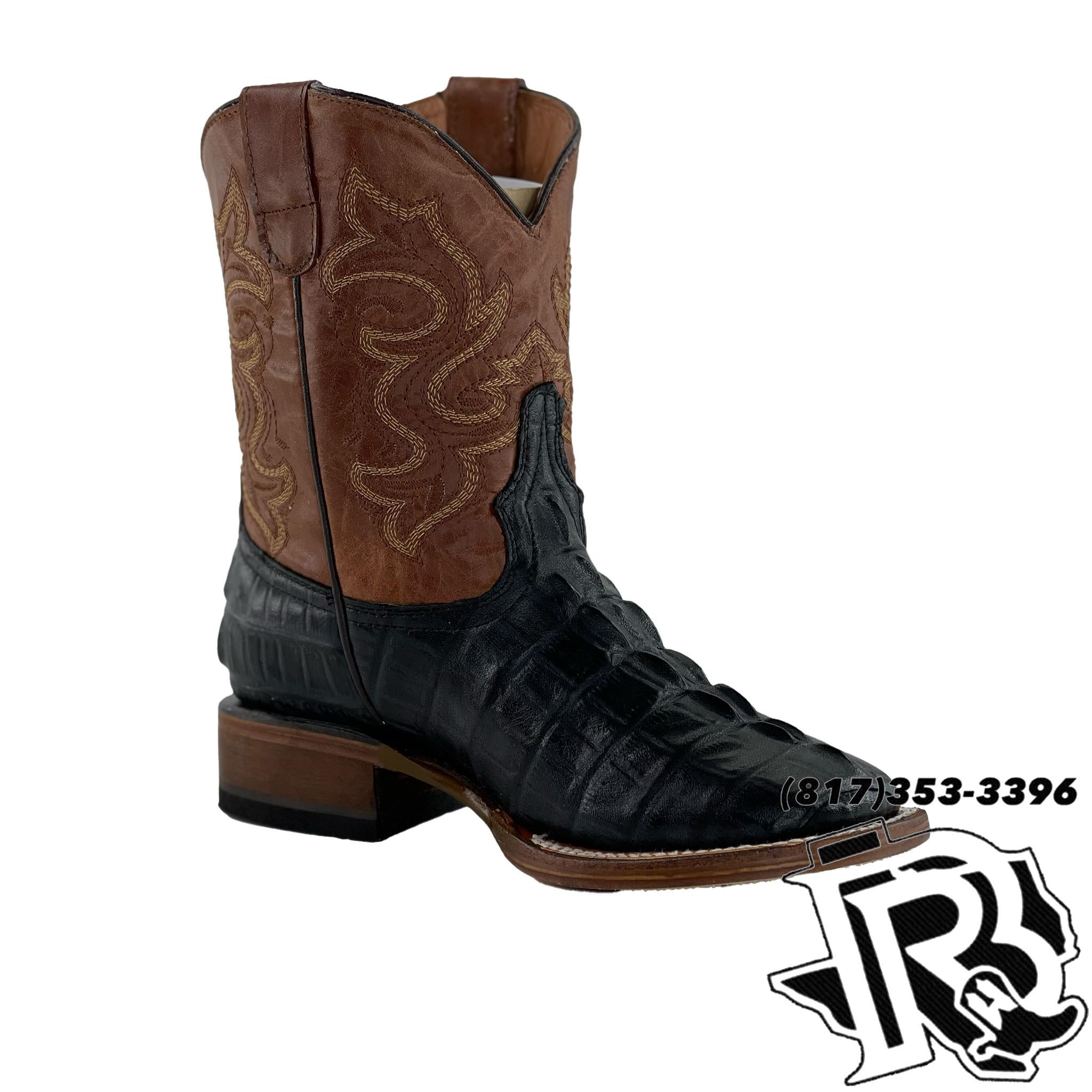 KIDS CAIMAN  PRINT | BLACK SQUARE TOE KIDS BOOTS