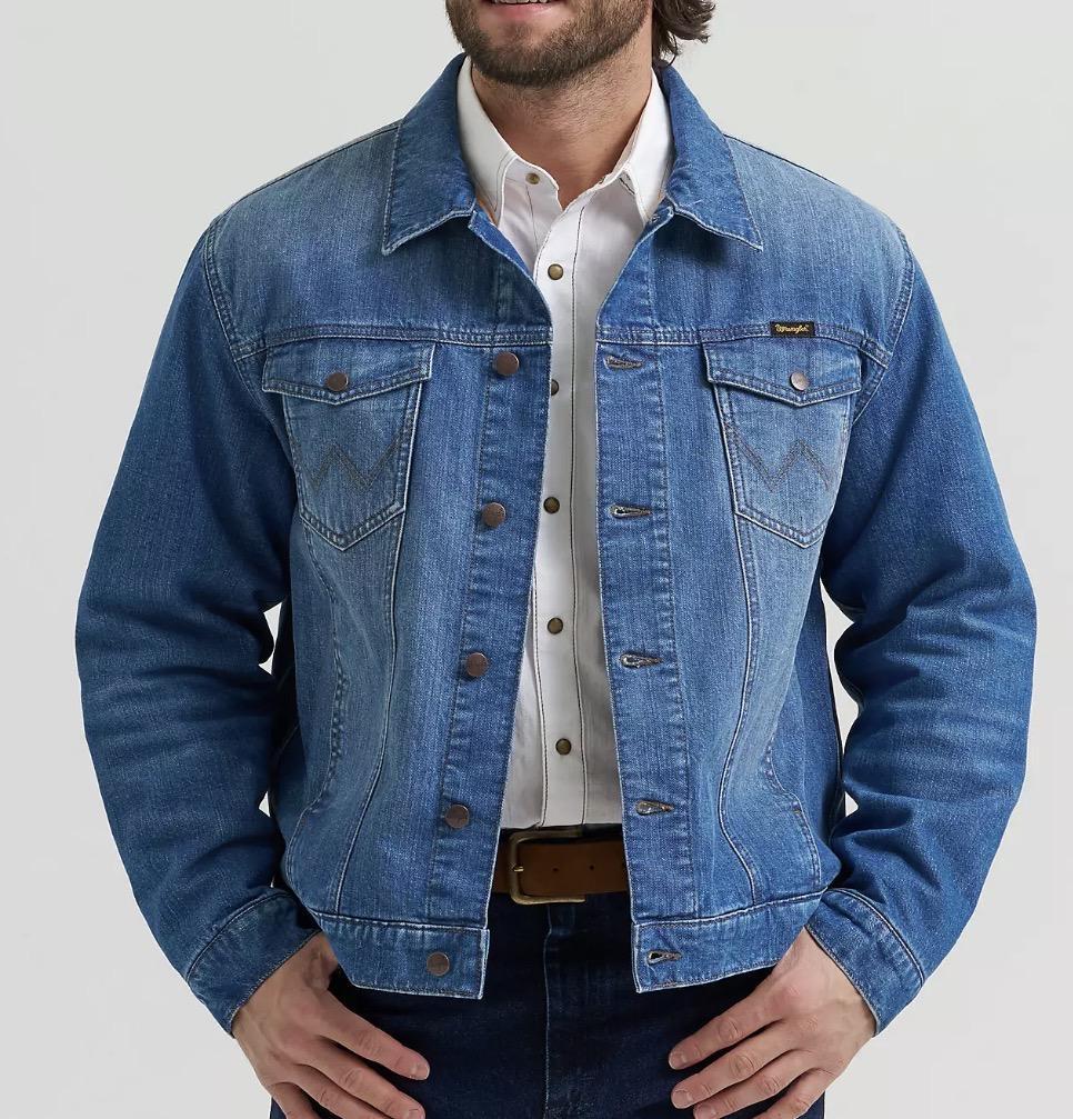 COWBOY CUT FLANNEL LINED DENIM JACKET|112381946
