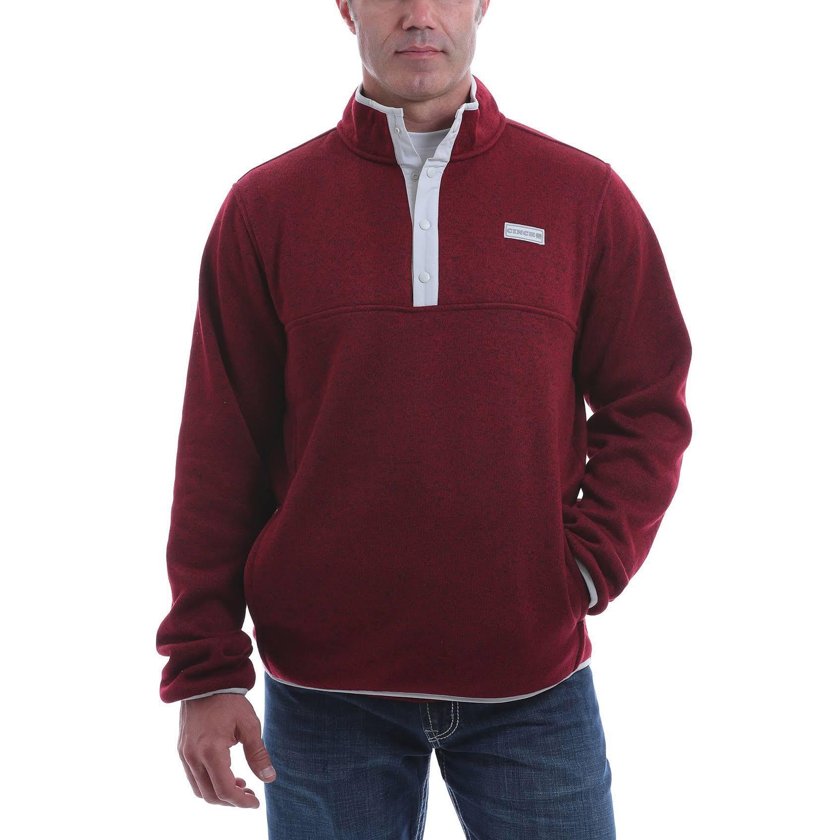 Cinch Men's 1/4 Snap Front Heavyweight Knit Pullover Sweatshirt