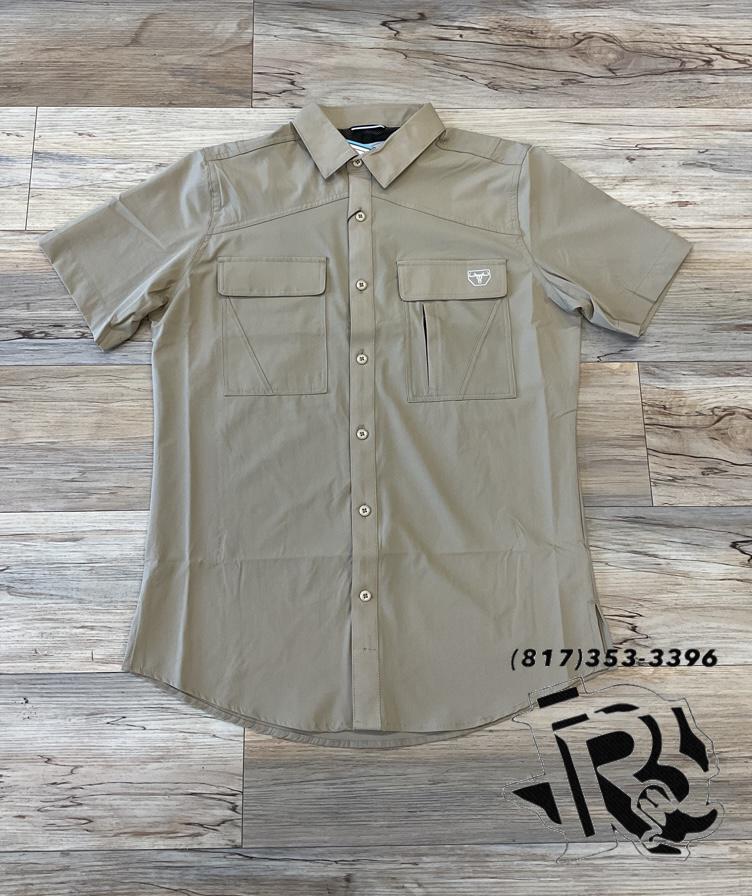 ‘’SAMUEL ‘’ MENS PLATINE PERFORMANCE KHAKI SHIRT |PGS9168