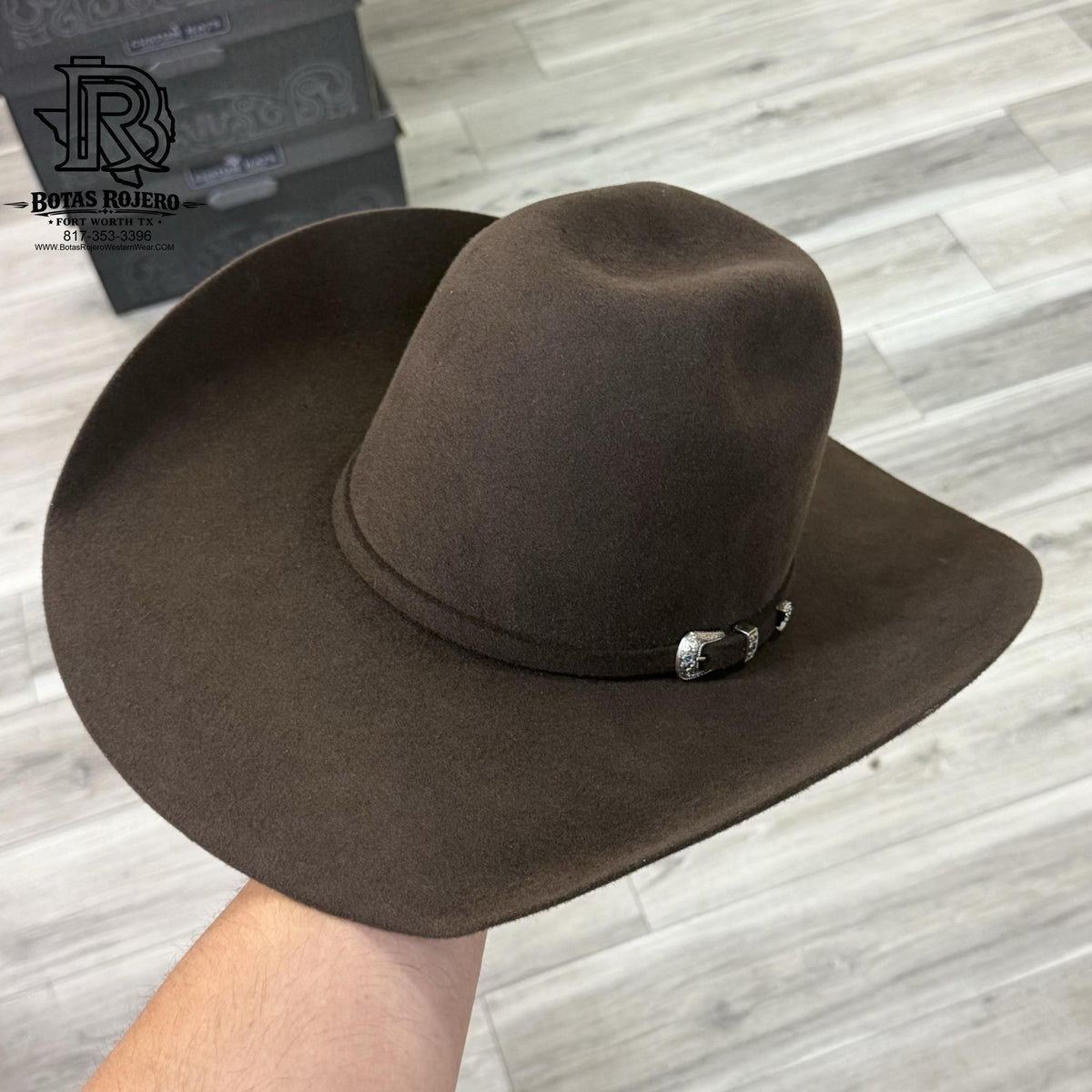 4X CHOCOLATE | IRON SPUR WOOL HAT CROWN 6” BRIM 4 1/4”