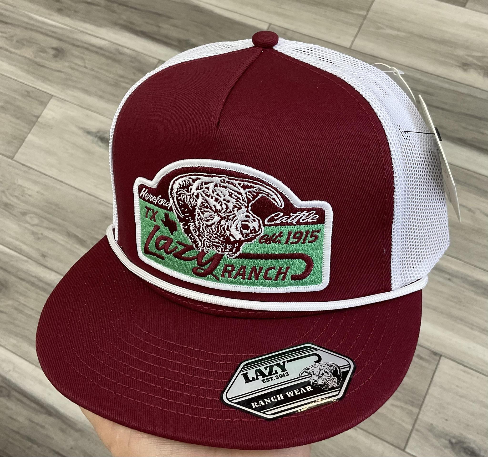 LAZY J RANCH MAROON & WHITE ALBANY CLASSIC ROPE TRUCKER CAP
