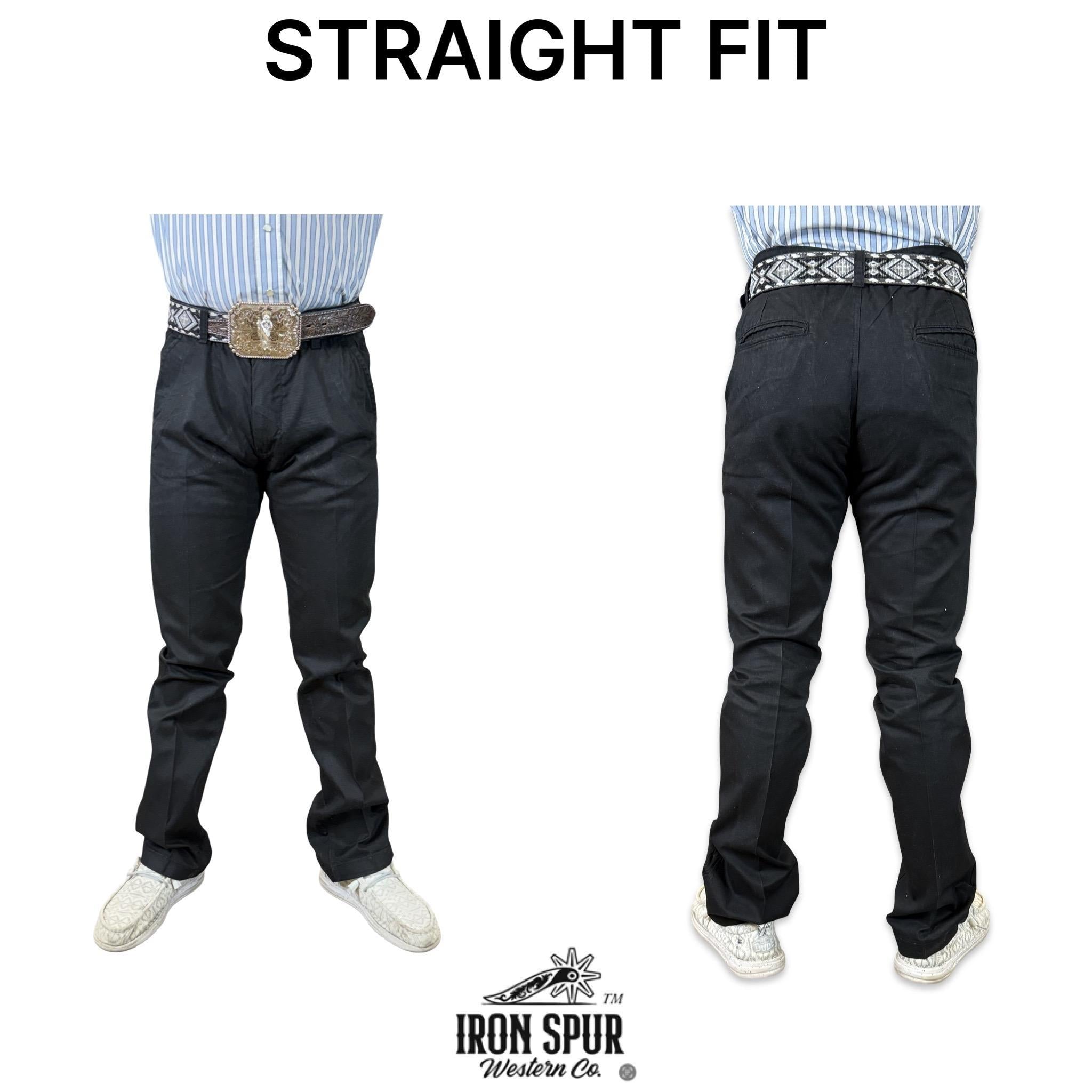 CH-01|CHINO PANTS  STRAIGHT IRON SPUR BLACK WESTERN MEN JEAN