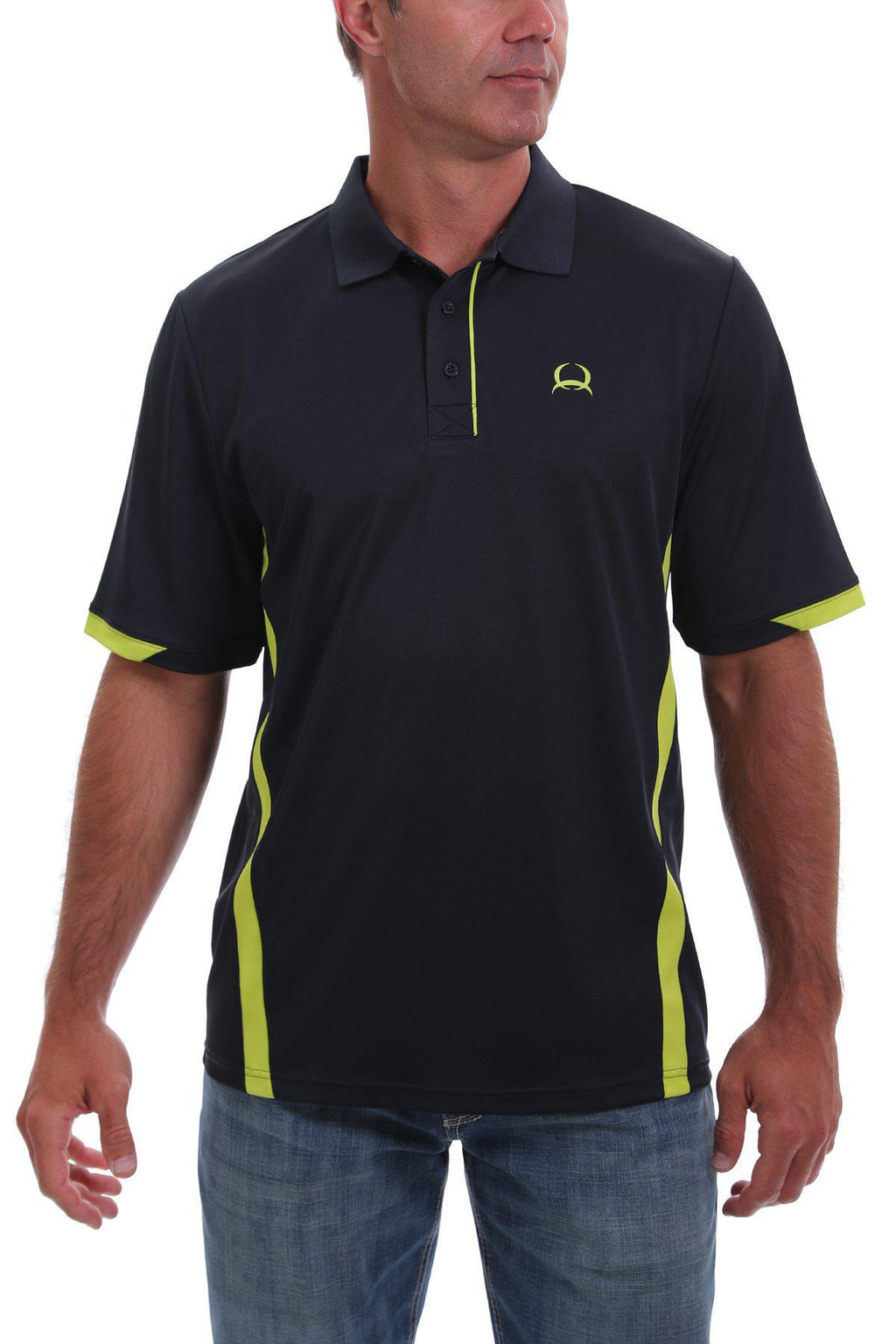 MEN'S CINCH ARENAFLEX POLO - NAVY AND LIME COLOR BLOCKED MTK1864002