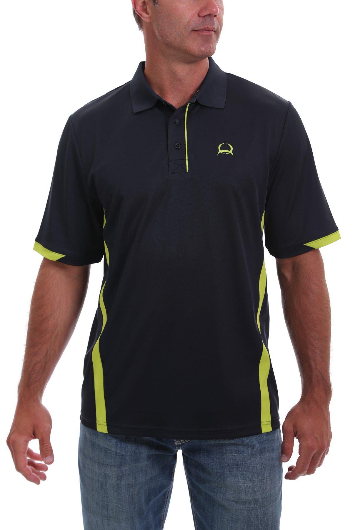 MEN'S CINCH ARENAFLEX POLO - NAVY AND LIME COLOR BLOCKED MTK1864002