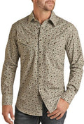 MENS VINTAGE '46 SLIM FIT BROWN FLORAL SNAP SHIRT ROCK & ROLL |RRMSOSRZ1P