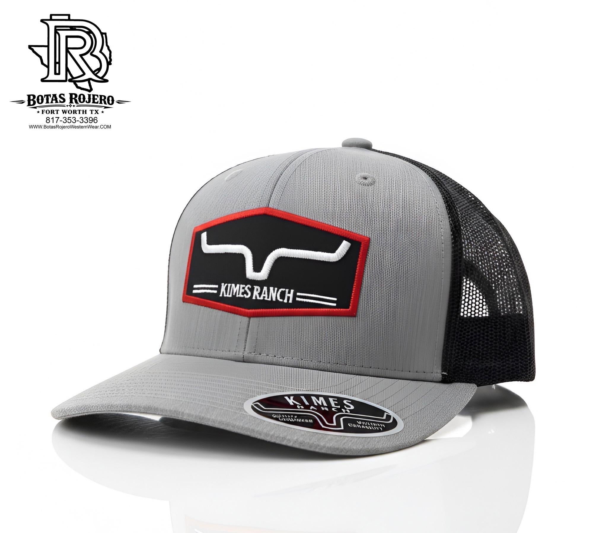 KIMES RANCH GREY RED AND BLACK MESH SNAP BACK