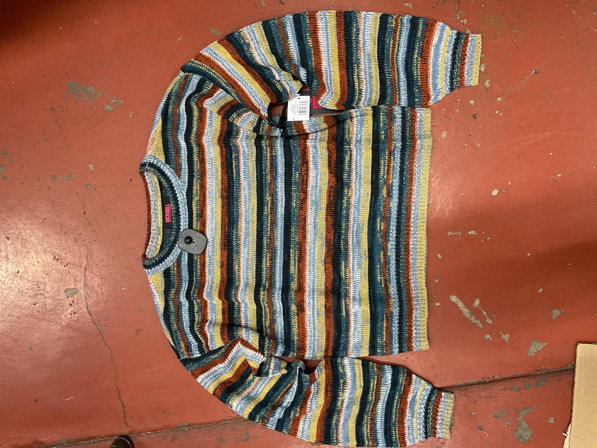 WOMENS SWEATER WITH MULTICOLOR STRIPE MULTI STRIPE ROCK & ROLL |RRWT32R03X