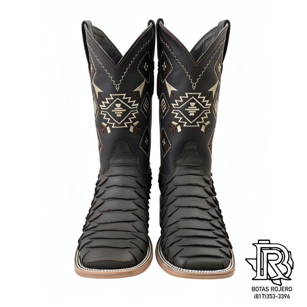 ‘’ALPER ’’  BROWN MATTE PYTHON PRINTED BOOTS